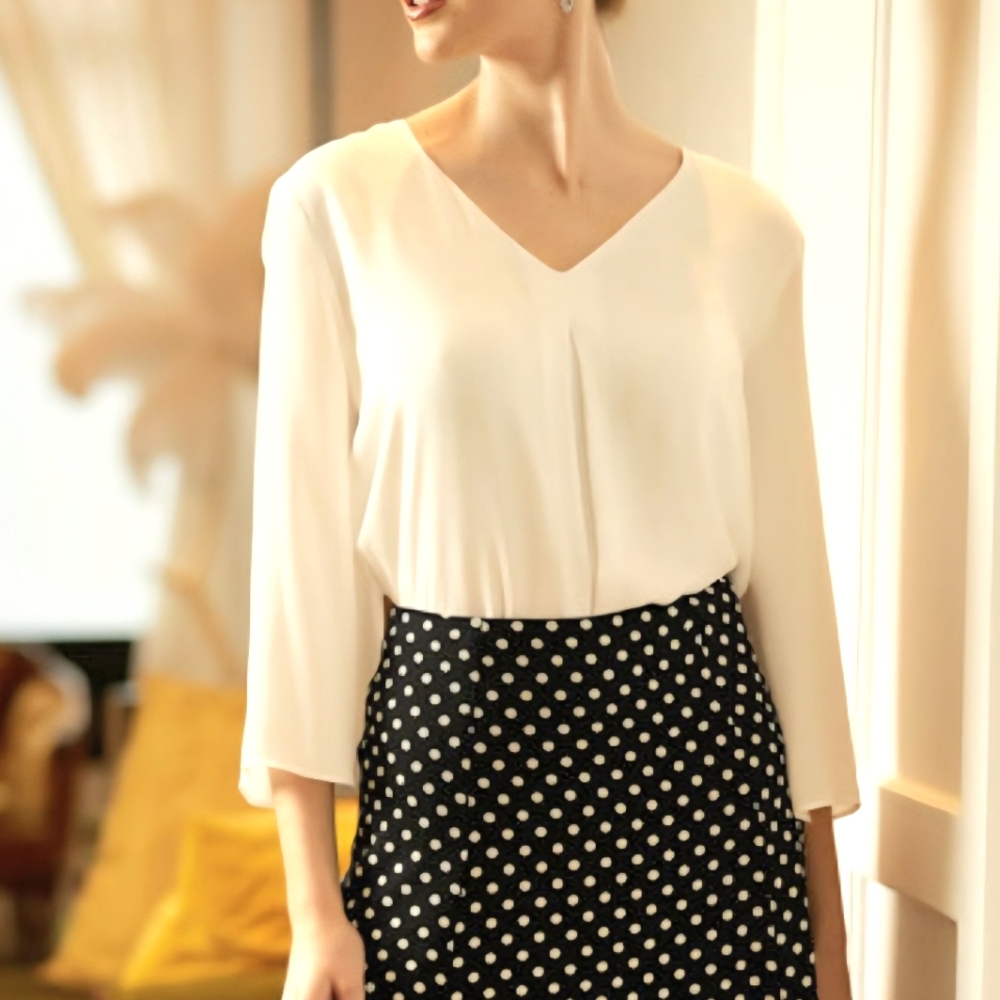 Joseph Ribkoff Classic White Layered Blouse Split Sleeves